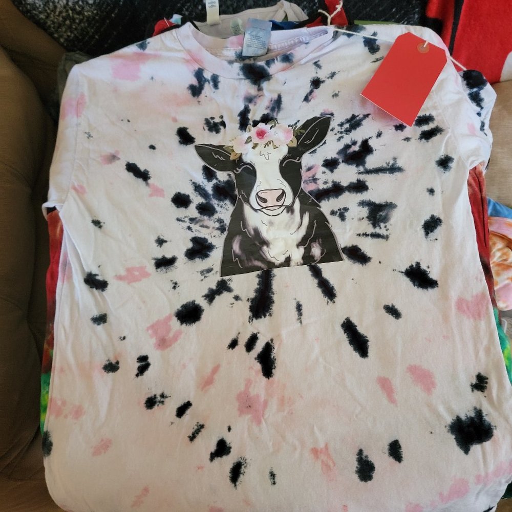Moo! Girls cow print shirt